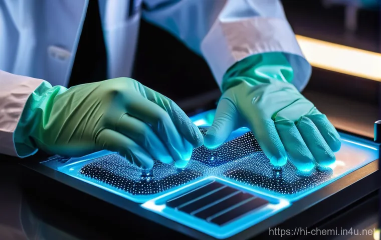 화학공학 유망 직종 - A diverse team of chemical engineers, wearing clean lab coats, safety goggles, and gloves, meticulou...