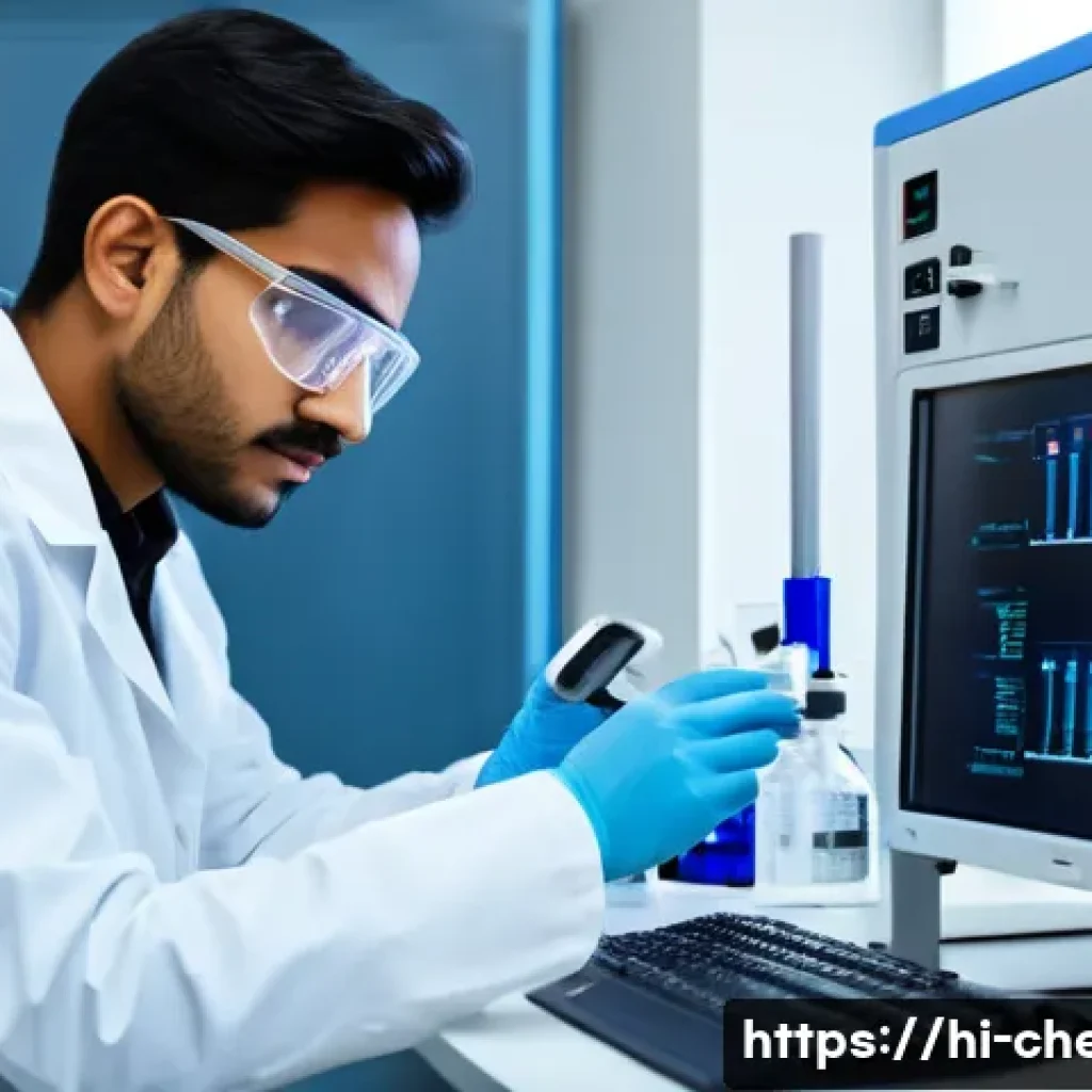 화학공학 박사 과정 - A modern chemical engineering laboratory scene showing a focused young Indian researcher in a white ...
