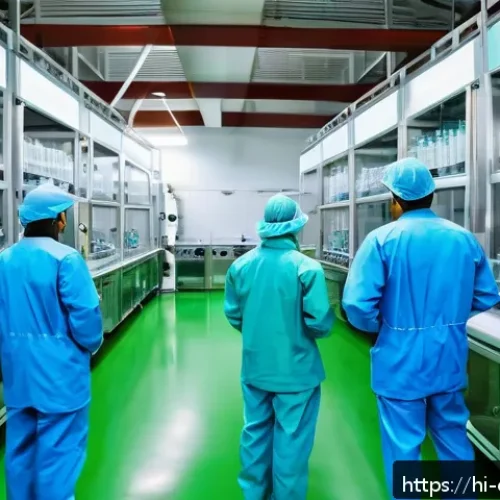 Home 31 화학공학 지속 가능한 발전 - A high-tech pharmaceutical chemical plant interior showcasing green chemistry principles in action, ...