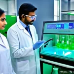 Home 23 화학공학 최신 연구결과 - A highly detailed futuristic laboratory setting showcasing smart catalysis technology in action: sle...