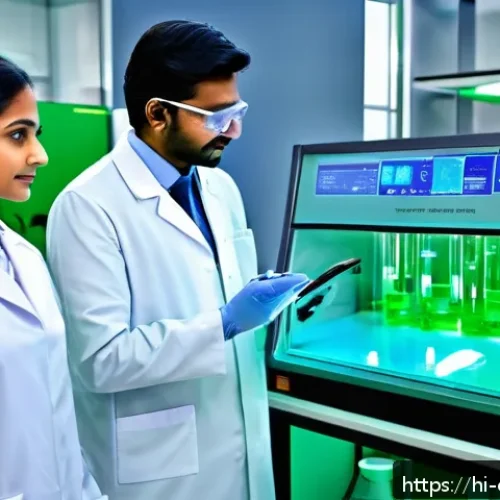 Home 17 화학공학 최신 연구결과 - A highly detailed futuristic laboratory setting showcasing smart catalysis technology in action: sle...