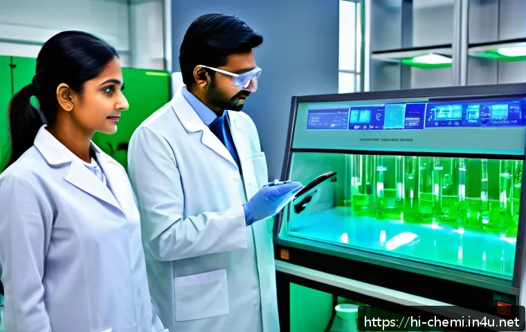 화학공학 최신 연구결과 - A highly detailed futuristic laboratory setting showcasing smart catalysis technology in action: sle...